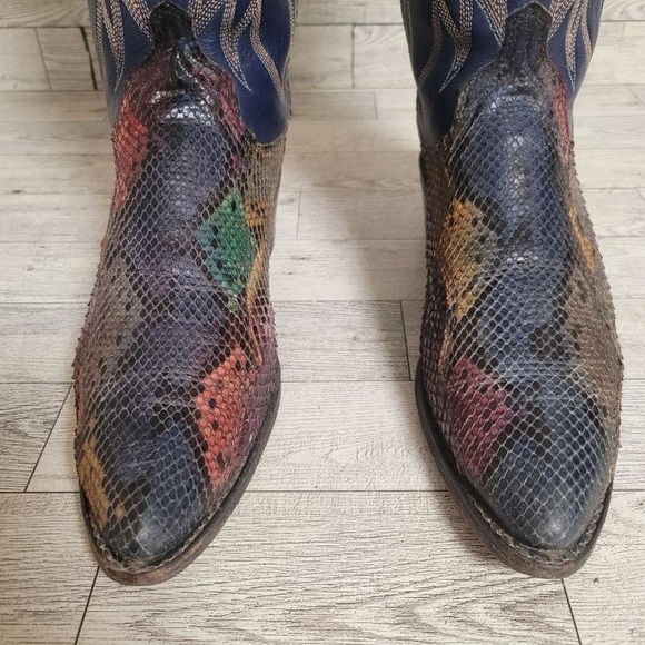 Vintage Dan Post Exotic Rainbow Python Snakeskin Leather Cowboy Boots Women’s 6 - Picture 3 of 12